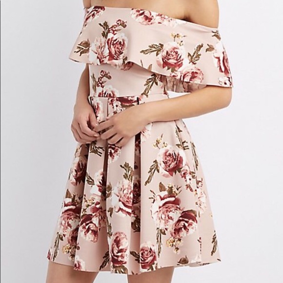 floral off the shoulder skater dress